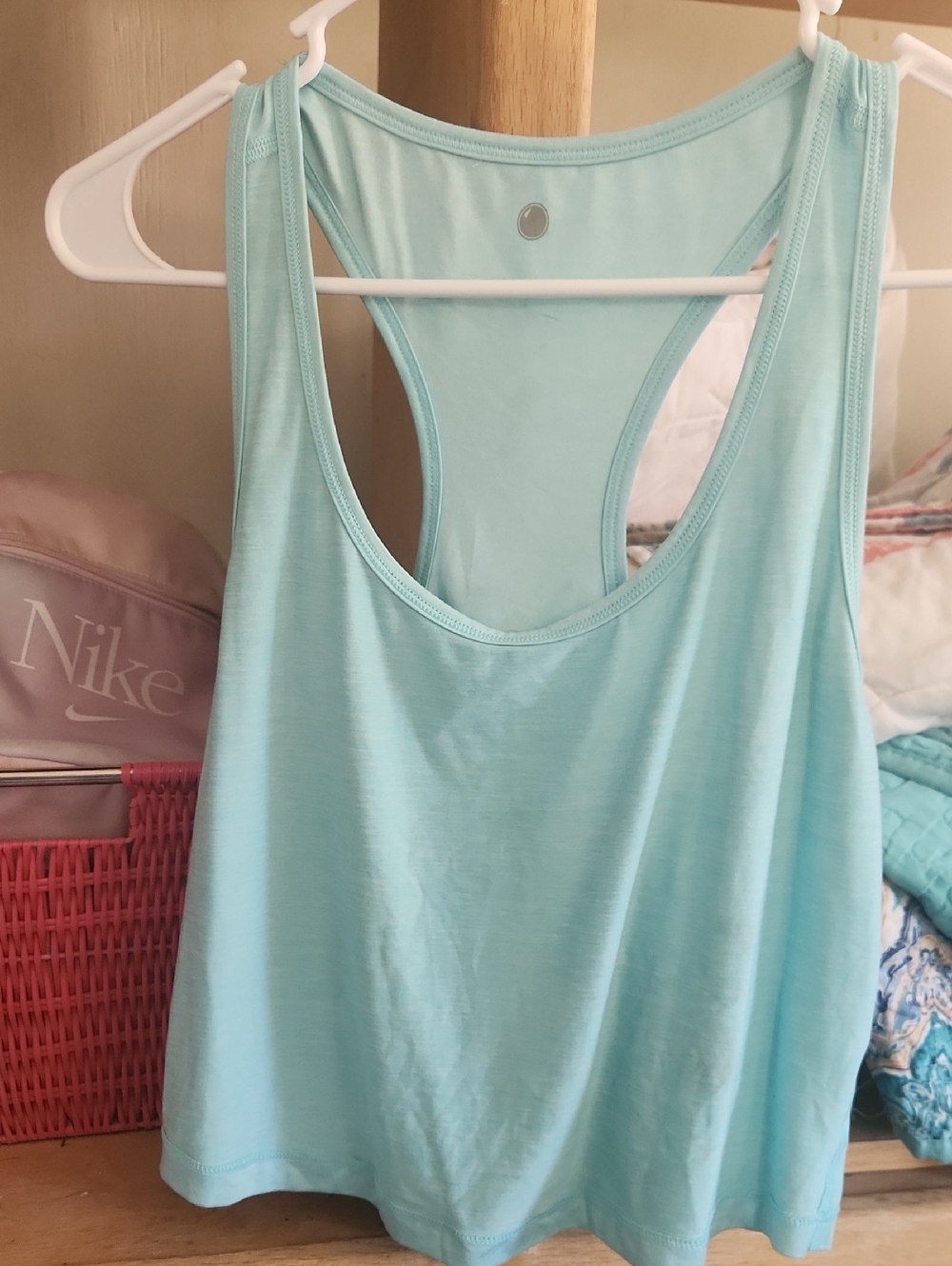 Aqua/Light Blue Racerback Crop Tank Top